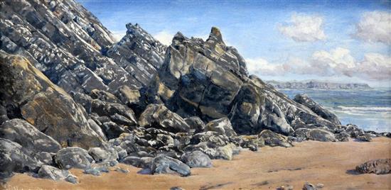 John Brett (1831-1902) Coastal view, 6.5 x 13.5in.